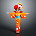 Character In Orange Kimono With Flower Patterns Red Hair And Creature On Head