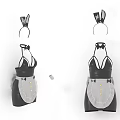 Cute Black And White Maid Dress With Apron Bow Tie And Bunny Ear Headband