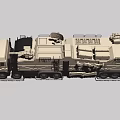 Beige Military Utility Truck Featuring Large Tank Mounted Equipment Blue Lights And Multiple Wheels