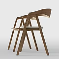 Modern Wooden Leisure Chairs With Curved Backrest And Pair Design For Living Room