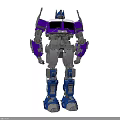Purple And Blue Mechanical Robot Figure With Gray Armor Design 3d model