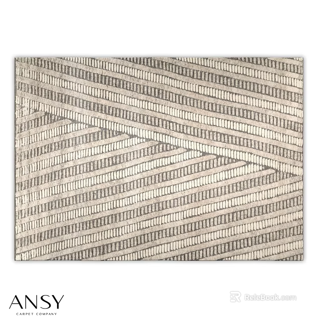 Square Rug with Geometric Diagonal Stripes in Gray and White Modern Design 3d model 