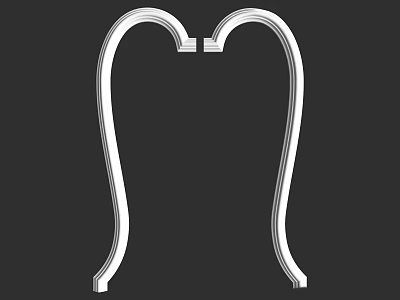 Symmetric Curved White Corner Line Design With Smooth Edges And Black Background 3d model