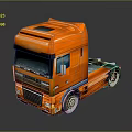 Vibrant Orange Semi Truck Cab Featuring Modern Design And Reflective Surface Details