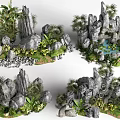 Rockery Stones Decorative Garden Design With Plants Small Pond And Mossy Details