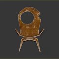 Unique Stylish Orange Textured Chair Design With Circular Cutout And Heart Shaped Seat