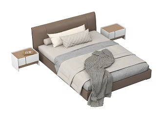 Modern Single Bedside Cabinet Bedding 3d model