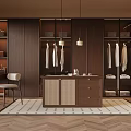 Modern Wooden Wardrobe Interior Design with Hanging Clothes Drawers and Mirror
