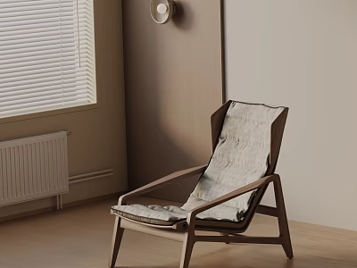 Modern Wooden Frame Leisure Chair With Soft Cushion In Bright Cozy Indoor Space Design 3d model