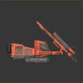 Red Construction Utility Vehicle With Crawler Chassis And Extended Drill Arm 3d model