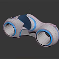 Futuristic Space Exploration Vehicle With White Blue Design And Large Circular Aerodynamic Wheels