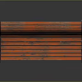Vintage Outdoor Bench with Orange Wooden Slats and Black Metal Frame