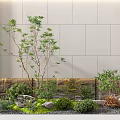 Tranquil Indoor Landscape With Various Plants Stones Japanese Stone Lanterns Mini Rockery Moss And Pebbles