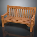 Wooden Outdoor Bench With Brown Finish Backrest And Armrests For Garden Use
