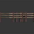 Curved Wooden Garden Fence With Brown Rails And Decorative Design
