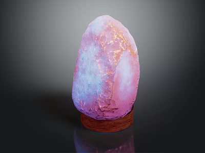 Decorative Ornament Set With Pink Blue Gradient Stone Texture Wooden Base And Illuminated Glossy Surface 3d model