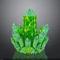 Vibrant Green Crystal Shaped Plant Featuring Spiky Tips And Yellow Glowing Spots With Reflection