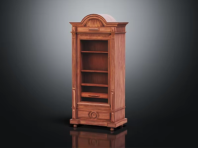 Classic Solid Wood Entryway Cabinet Sideboard With Carved Top Shelves And Bottom Drawer 3d model