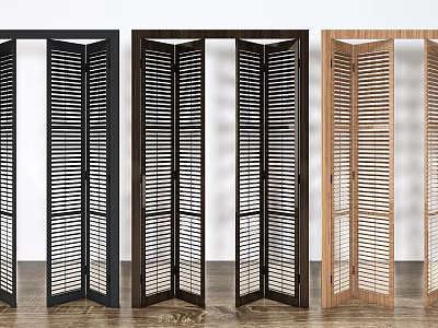 Open Wooden Louvered Folding Doors In Different Colors For Interior Use 3d model