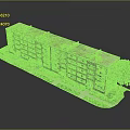 Residential Building Model With Red Roof Green Lawn Trees And Sidewalk