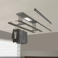 Modern Ceiling Mounted Retractable Clothes Drying Rack With LED Light And Home Use Design 3d model