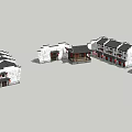 Traditional Ancient Architecture Complex With Courtyard White Walls And Black Tiled Roofs