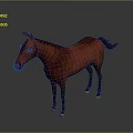 Detailed Red Horse Animal Painting In Standing Pose With Grey Background