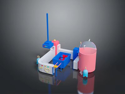 Colorful Kids Table And Chair Set With Blue Pink White Design For Playful Children Area 3d model