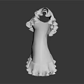 White One Shoulder Dress With Ruffles On Shoulders And Hem In Elegant 3D Design