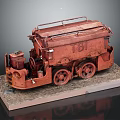 Rusty Red Train Model With TBL Lettering On Grey Display Base 3d model