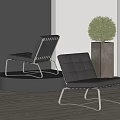 Modern Leather Leisure Chairs With Metal Frame In Gray Room With Green Plant And Wooden Floor