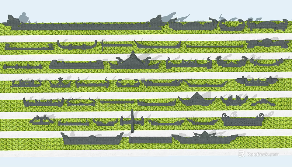 Structural And Decorative Building Components With Metal Frames And Wooden Panels In Organized Layout 3d model 