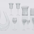 Different Shaped Transparent Glassware Set for Beverage Serving Wine Glasses Vases and Cups