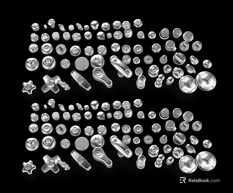 Variety of Hardware Tools Including Screws Nuts Wrenches and Washers Set 3d model 