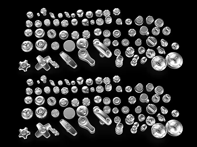 Variety of Hardware Tools Including Screws Nuts Wrenches and Washers Set 3d model