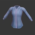 Women's Blue Button Down Shirt With Long Sleeves And Sleek Design