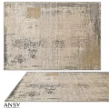 Soft Textured Square Carpet With Beige Gray And Gold Abstract Pattern For Home Decor