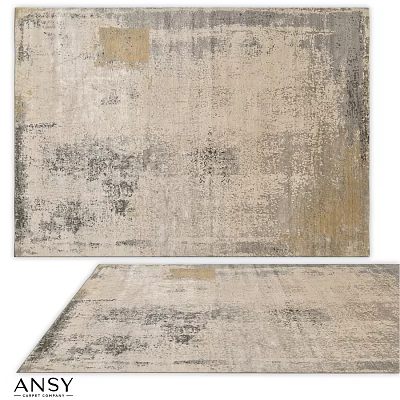Soft Textured Square Carpet With Beige Gray And Gold Abstract Pattern For Home Decor 3d model