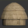 Traditional Wooden Hut With Domed Thatched Roof And Small Doorway