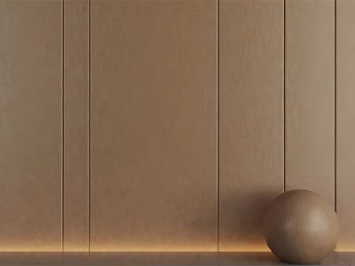 Brown Vertical Panel Wall With Bottom LED Light And Spherical Decor 3d model