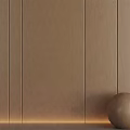 Brown Vertical Panel Wall With Bottom LED Light And Spherical Decor