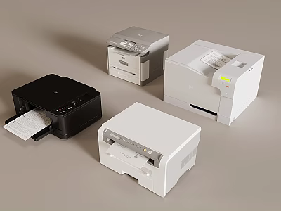 Office Appliances Including Various Printers Black And White Models For Efficient Office Use 3d model
