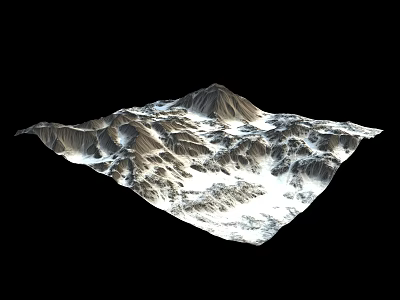 Garden Landscape With Mountainous Terrain And Snow Covered Natural Contours 3d model