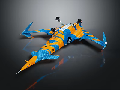 Vibrant Blue And Orange Model Aircraft Featuring Detailed Wings And Patterns 3d model