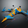 Vibrant Blue And Orange Model Aircraft Featuring Detailed Wings And Patterns