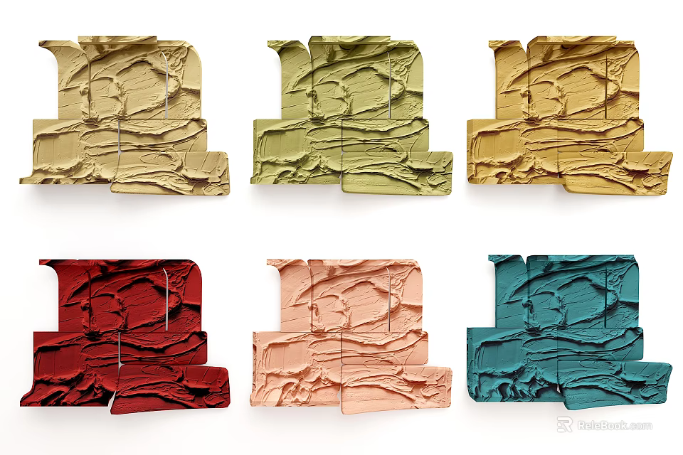 Colorful Textured Wall Decor with Various Abstract Designs for Home Decoration 3d model 