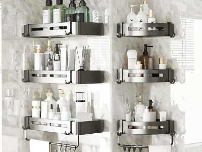Stainless Steel Wall Mounted Bathroom Shelves Organizing Toiletries And Bath Essentials 3d model