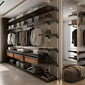 Modern Walk-in Closet Interior With Open Storage Hanging Area And Drawer Systems