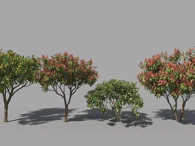 Diverse Arbor Trees Featuring Green And Red Leaves With Various Shapes 3d model