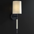 Modern Gold Metal Wall Lamp With White Fabric Shade And Elegant Design Details